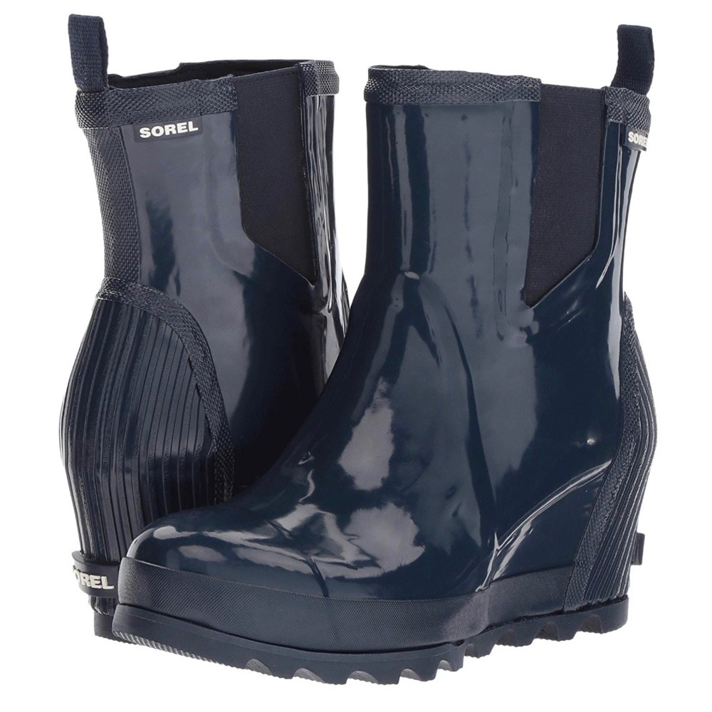 🆕 Sorel Joan Rain Wedge Chelsea Gloss Rubber Boot